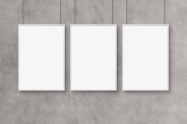 Duvarmockup 3d render izole üç kare