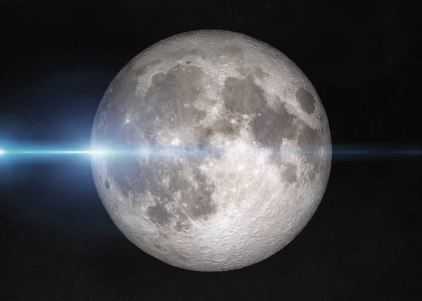 Вид на повний Місяць у просторі з тлом 3D рендеринга зірок — стокове фото