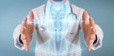 Doktor dijital yapay zeka kafa arayüzü kullanarak 3D r