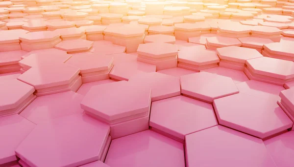 Рожевий шестикутний візерунок фону 3D рендерингу — стокове фото