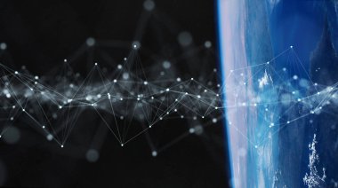 Dünya çapında Global verileri değişimleri ve bağlantı sistemi 3D 