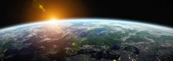 Vista do planeta azul Terra no espaço 3D elementos de renderização deste — Fotografia de Stock