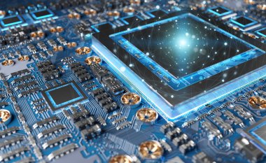 Modern bir Gpu kartı bağlantıları 3d render ile yakından görmek