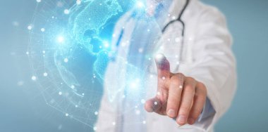 Doktor Amerika Amerika harita küre ağ hologram 3d render kullanarak
