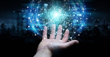 Yenilenebilir ve sürdürülebilir eko enerji oluşturma işadamı el w