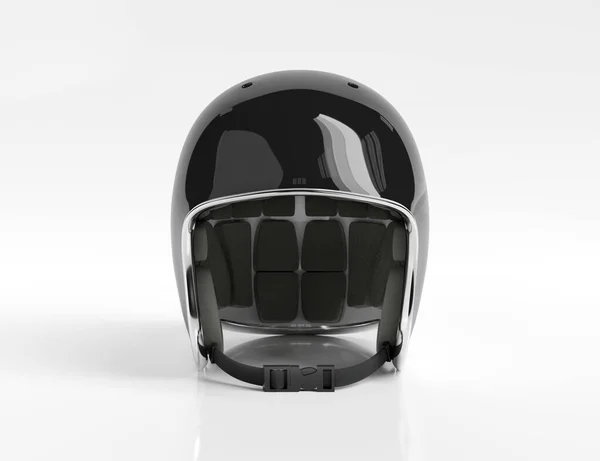 Nero vintage moto casco isolato su sfondo bianco Falsa — Foto Stock