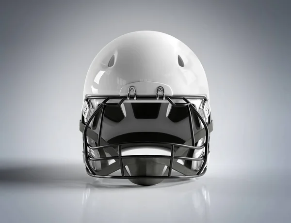 Witte American Football Helm geïsoleerd op grijs mockup 3D renderen — Stockfoto