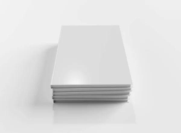 Blank book hardcover pile mockup isolated on white background 3D — Stock Photo, Image