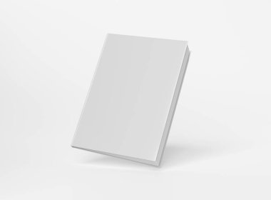 Boş A4 kitap ciltli mockup beyaz arka plan 3d r üzerinde yüzen