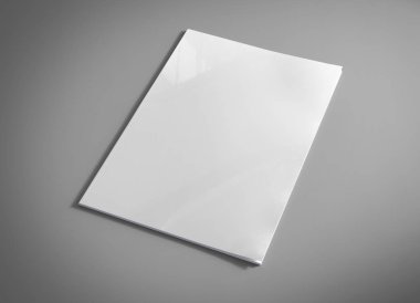 Derginin yumuşak kapak modeli gri arkaplan 3d oluşturucuda izole edildi