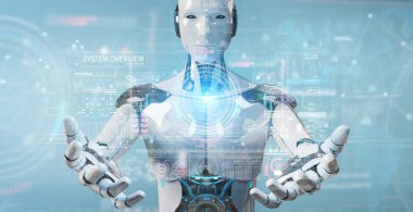 Beyaz insansı robot ile dijital teknolojik arayüz kullanarak 