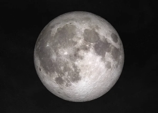 具有星形背景 3D 渲染的太空满月视图 — 图库照片