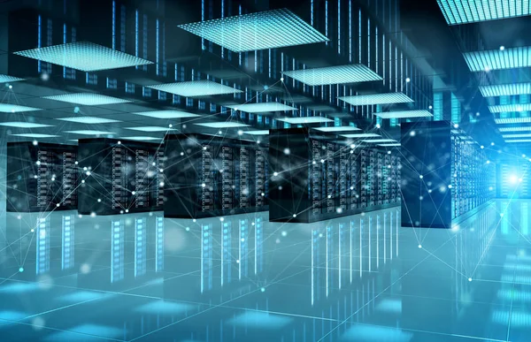 Kapcsolat hálózat szerverek adatközpont helyiség tárolási rendszerek 3 — Stock Fotó