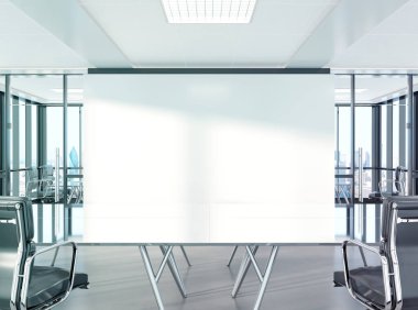 Modern ofiste Konferans salonu Mockup 3d render