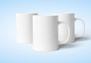 Mavi 3d render izole boş kupa mockup