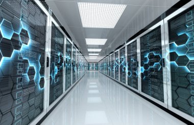 Bilgisayarlar depolama sistemleri ve Hexa ile sunucular veri merkezi Oda
