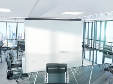 Modern ofiste Konferans salonu Mockup 3d render