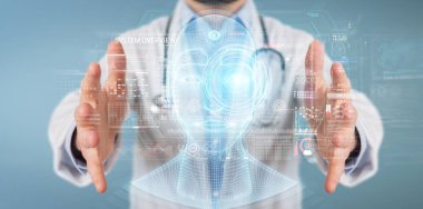Doktor dijital yapay zeka kafa arayüzü kullanarak 3D r
