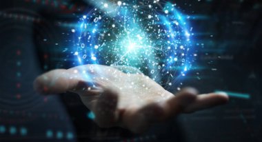 Yenilenebilir ve sürdürülebilir eko enerji oluşturma işadamı el w