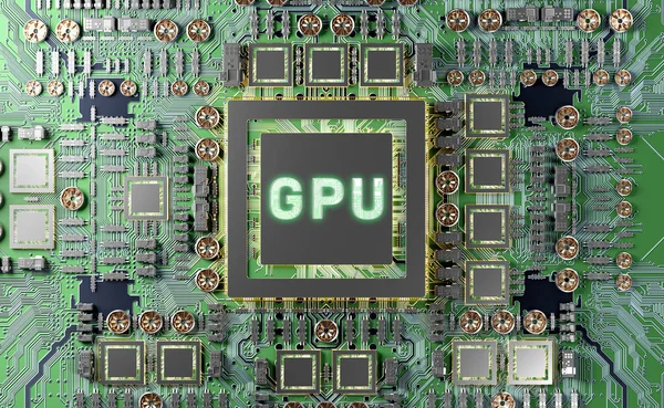 A modern Gpu kártya 3d rendering áramkör kiadványról — Stock Fotó