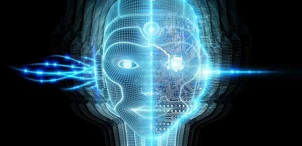 人工知能 3 を表すロボット女性サイボーグ顔 — ストック写真