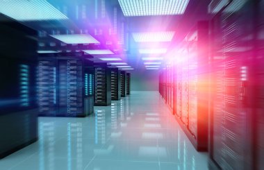 Cor ile parlak hız ışığı ile Sunucular veri merkezi oda