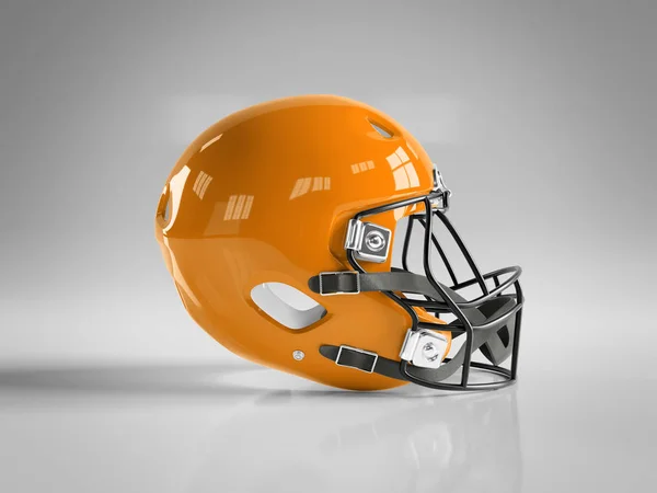 Casco da football americano arancione isolato su mockup bianco 3D rend — Foto Stock