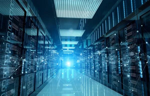 Anslutningsnätverk i servrar datacenter rum lagringssystem 3 — Stockfoto