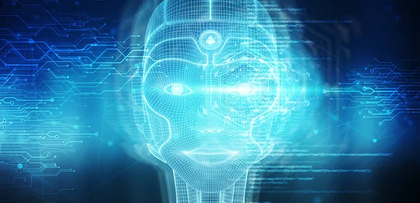 Femme robotique visage de cyborg représentant l'intelligence artificielle 3 — Photo