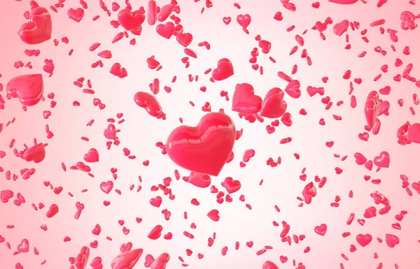 Rojo caída corazones San Valentín fondo del día — Foto de Stock