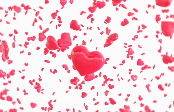 Red falling hearts Valentine day background — 스톡 사진