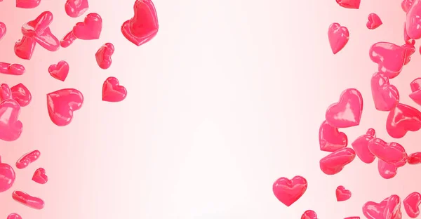Red falling hearts Valentine day background — Stock Photo, Image