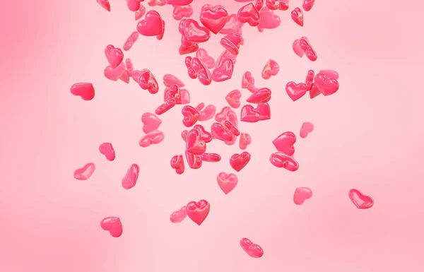 Red falling hearts Valentine day background — 스톡 사진