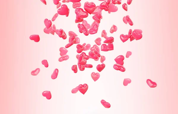 Rojo caída corazones San Valentín fondo del día — Foto de Stock