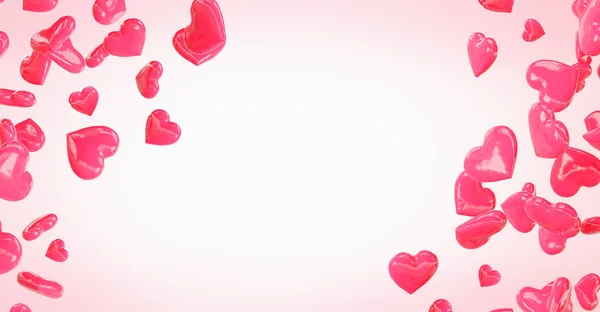 Červené padající srdce Valentýna pozadí — Stock fotografie