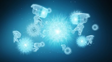 Adam tutarak ve dokunarak gelecekteki nanorobot Virüs 3 üzerinde çalışıyor