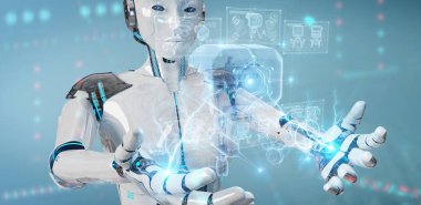 Robot tutması ve holografik nanorobot projeksiyonuna dokunması