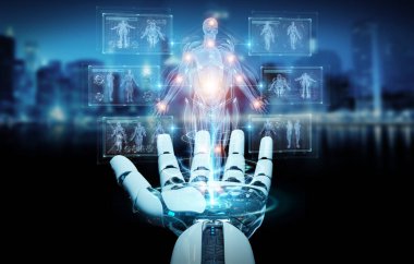 Dijital x-ray insan vücudu holografik tarama projesi kullanan robot el