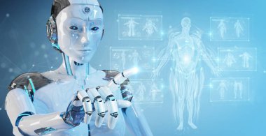 Dijital x-ray insan vücut holografik taraması kullanan robot