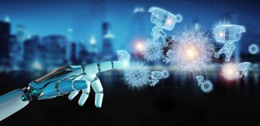 Robot tutması ve nanorobot holografik projeksiyonuna dokunması