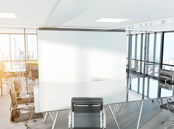 Sala de conferencias en la oficina moderna Mockup 3D rendering — Foto de Stock