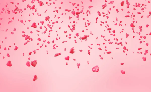 Red falling hearts Valentine day background — 스톡 사진