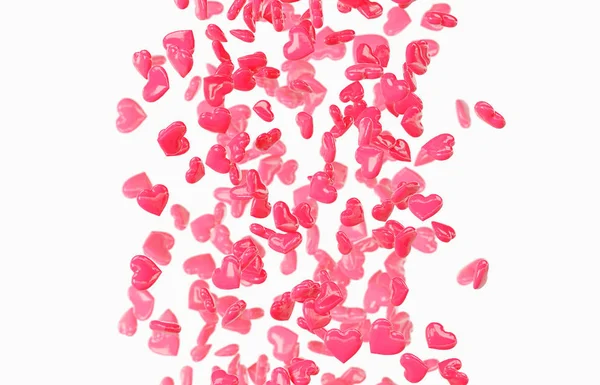 Rode vallende harten Valentijnsdag achtergrond — Stockfoto