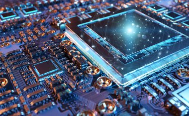 Modern bir Gpu kartı bağlantıları 3d render ile yakından görmek