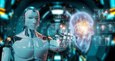 Dijital x-ray kafatası holografik tarama projeksiyonu kullanan robot 3d