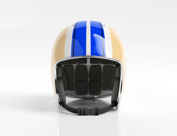 Blauwe en gele Vintage Motorhelm geïsoleerd op witte ACHTERG — Stockfoto