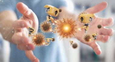 Adam tutarak ve dokunarak gelecekteki nanorobot Virüs 3 üzerinde çalışıyor