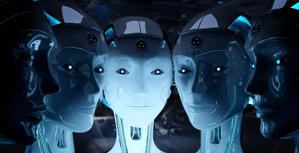 Groupe de robots féminins proches les uns des autres concept de l'armée cyborg — Photo