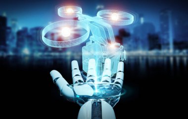Robot tutma ve holografik dağıtım insansız hava aracı projeksiyonuna dokunma