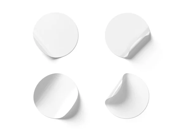 Maqueta de etiqueta engomada rizada en blanco aislada en la representación 3D blanca — Foto de Stock